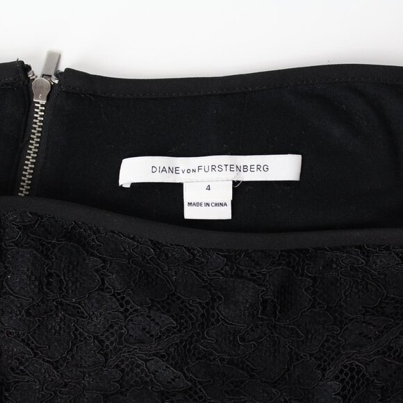 Diane Von Furstenberg Sz 4 Scotia Black Lace Pencil Skirt full Zip back DVF - Picture 6 of 10